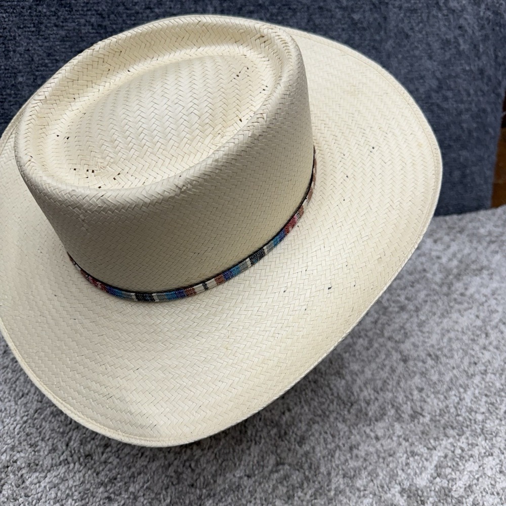 Stetson Delta Straw Hat Panama western Men's size 7 - Picture 4 of 14